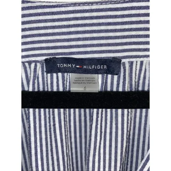 Tommy Hilfiger Striped Sleeveless Tiered Dress Blue/White Sz 6 - Picture 5 of 7